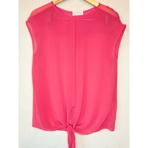 Zara pink feminine tie-front waist top
